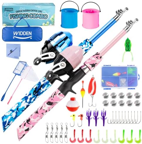 WIDDEN Kids Fishing Pole with Reel Beginner Kit for Boys Girls Ages 3-12 by WIDDENKidsFishingPole
