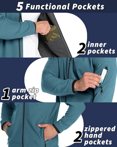 33,000ft Men's Hooded Fleece Lined Rain Shell Jacket Waterproof Lightweight - Image 2