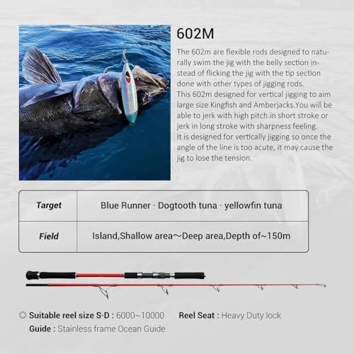 Fishing Rod Fishing Rod 1.83m M Lure 120-500g for BlueRunner Tuna Cane Sea Fishing Rod Fishing Rods - Image 3