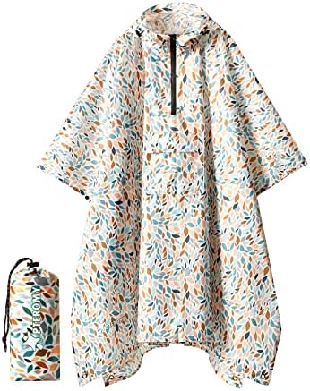 PTEROMY Hooded Rain Poncho for Adults, Reusable Waterproof Raincoat by PTEROMY