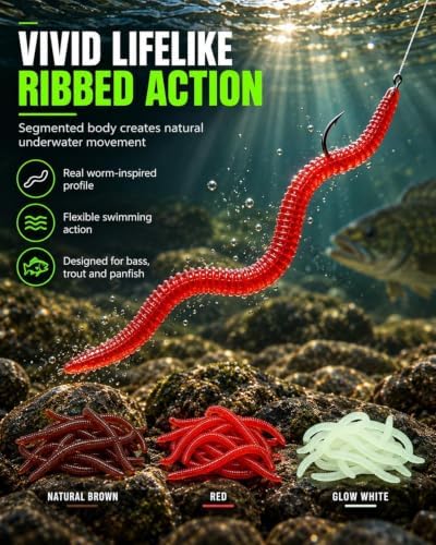 Simulation Earthworm Soft Fishing Lures Shrimp Scented Artificial Worm Bait - Image 2
