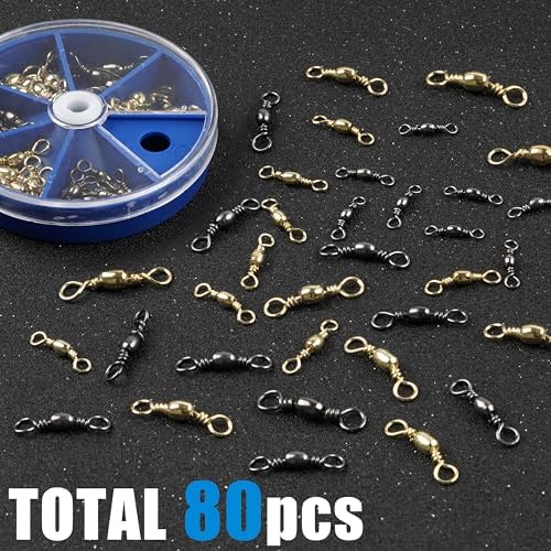 SILANON Fishing Barrel Swivels Kit, High Strength Rolling Barrel Swivels Fishing Tackle Stainless Solid Ring Brass Barrel Swivels Fishing Lure Leader Line Connectors Saltwater Freshwater - Image 7