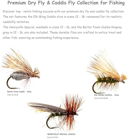 Outdoor Planet Premium Fly Fishing Flies Assortment | Waterproof Fly Box | Dry, Wet, Nymphs, Streamers, Wooly Buggers, Hopper, Caddis | Trout, Steelhead, Bass Fishing Lure Set - Image 3