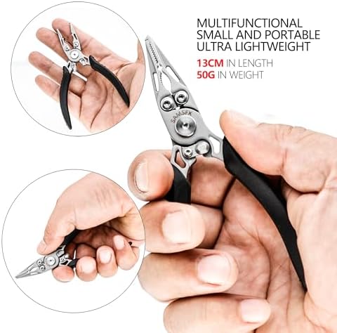 SAMSFX Mini Snap Split Ring Fishing Pliers with Retractors Combo, Scissors Braid Cutters, Lightweight Stainless Steel Fly Fishing Tools, Split Ring Pliers, Hook Remover - Image 5