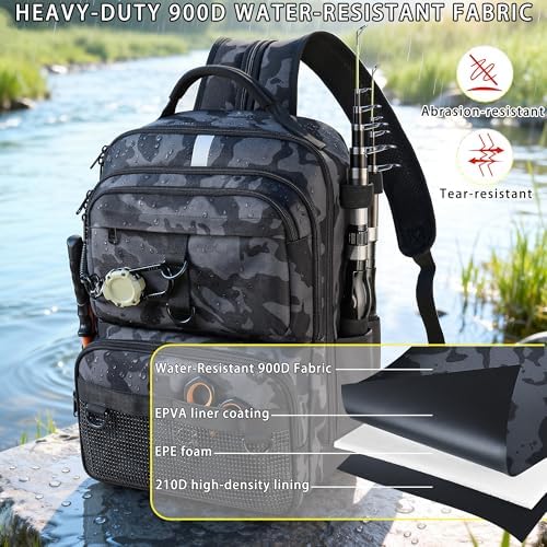 Fishing Backpack with Tackle Boxes and Rod Holder, Fish Lure Kit and Tool - Image 5