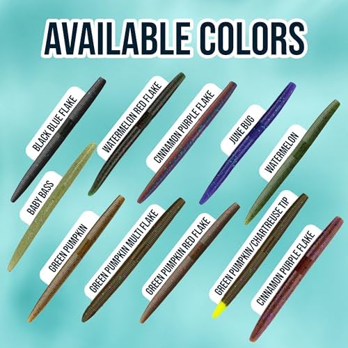 Reaction Tackle Wacky Worms, 5.5 Inch Salt Impregnated Soft Plastic Stick Bait Bass Fishing Lures for Finesse, Wacky, Neko, Texas and Carolina Rigs, 24 Pack - Image 6