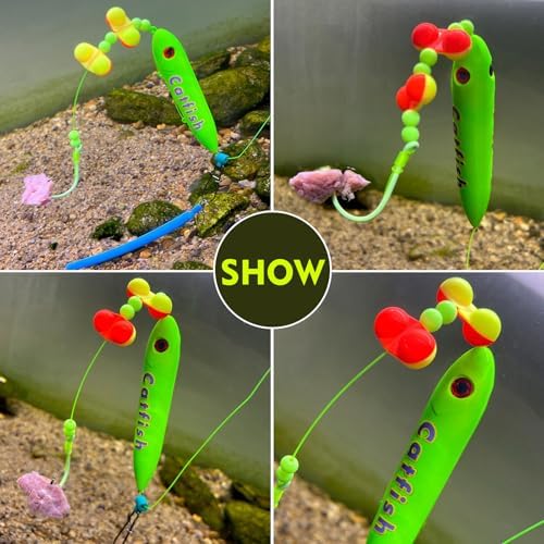 PROBEROS Catfish Fishing Rigs - Bank Fishing Set with 5pcs/Set, 6/0, 8/0, 10/0 Circle Hooks Circle Hooks, High Visibility, Ready to Use Catfish Rigs - Image 7