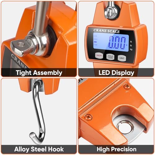 ROMECH 660lb Digital Hanging Scale, Aluminum Crane Scale with Hooks - Image 3