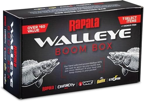 Rapala Walleye Boom Box, Walleye Fishing Lure Kit, 7 Curated Baits,1 Bonus by RAPALA