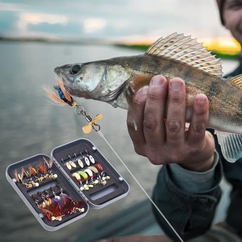 25-Piece Fly Fishing Flies Set with Propeller Blades, Includes Dry Flies, Wet Flies, Nymphs and Streamers, Comes with Fly Box, Ideal for Trout and Salmon - Image 4