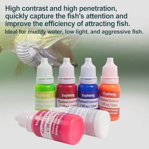 Eupheng Plastisol Colorant Set for Making Soft Plastic Fishing Lures, 6 Colors - Image 4