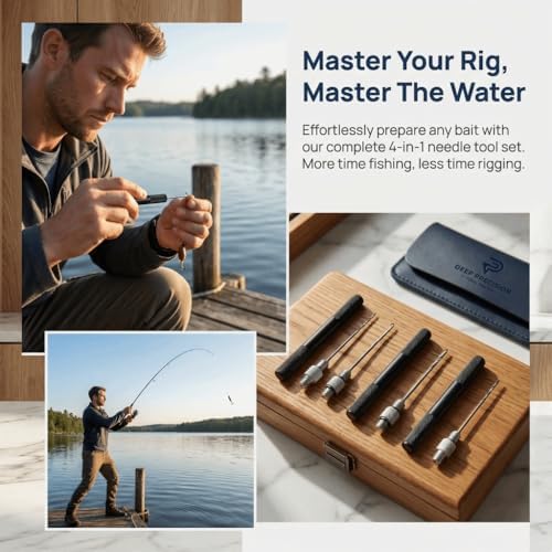 4-Pack Aluminum Alloy Fishing Bait Needle Tool - 2-in-1 Bait Threader and Driller for Carp Rig Setup, Lure Stringer Accessory - Image 3