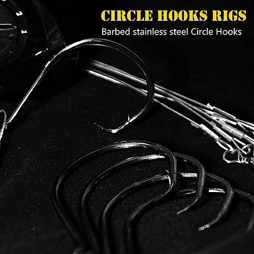 Saltwater Steel Circle Hook Rigs,Octopus Offset Fishing Hooks Leader Wire for Catfish Bass - Image 3