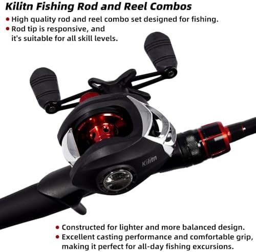 Kilitn Fishing Rod and Reel Combo, Baitcasting Combo Baitcast Reel 5 Foot Durable Fiberglass Telescopic Rod with Fishing Line Full Kits Comfortable Handle - Image 2