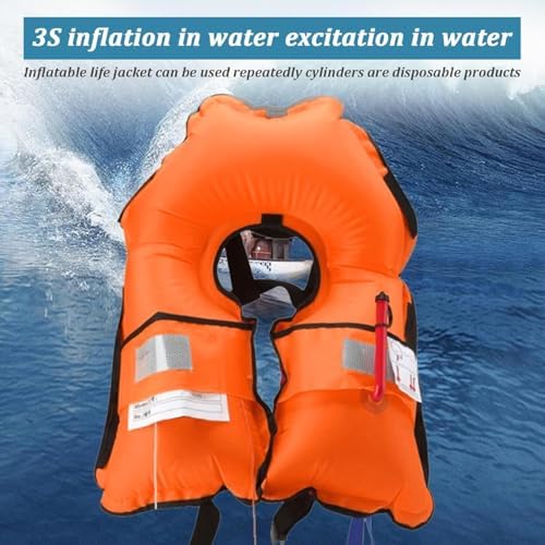 2-Pcs Automatic Inflatable Life Jacket,Adjustable Nylon Swim Vest with CO2 Inflation, Reflective Strips & Safety Buckle,Gas Cylinders Not Included. - Image 4