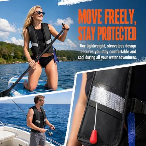 4PCS Snorkel Vest, Portable Inflatable Swim Vest Jackets for Snorkeling Swimming Diving Safety,Manual Inflatable Men's Women's Adjustable Vest for Swimming Fishing Outdoor Water Sports (330LB) - Image 2