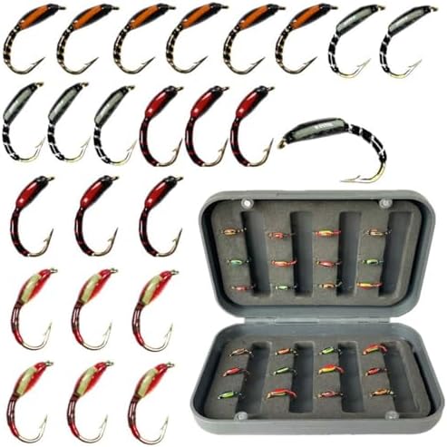 24Pcs Fly Fishing Flies Trout Lures Fishing Tackle Fly Fishing Flies with Boxed Trout Bass Artificial Fish Bait by Qievcrme