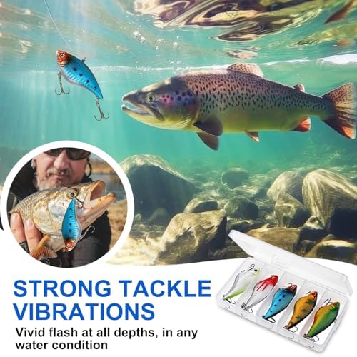 Skylety Mini Bass Fishing Lures Crankbaits Hard Baits with Box - Image 5