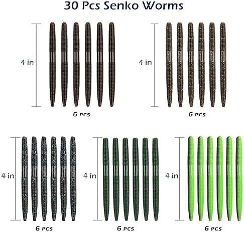 4"/5" Senko Worms Kit, Salt Impregnated Soft Plastic Lures - Image 3