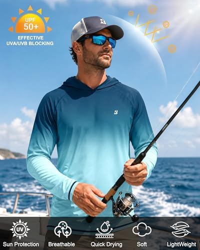 Roadbox Mens Fishing Sun Hoodie, Long Sleeve UPF 50+ UV Protection Shirts - Image 4