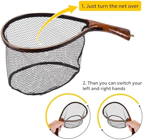 SF Fly Fishing Landing Net Soft Rubber Mesh Trout Net Catch and Release Net - Image 7