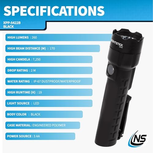 Nightstick XPP-5422B 3 AA Intrinsically Safe Permissible Dual-Light Flashlight, Black - Image 6