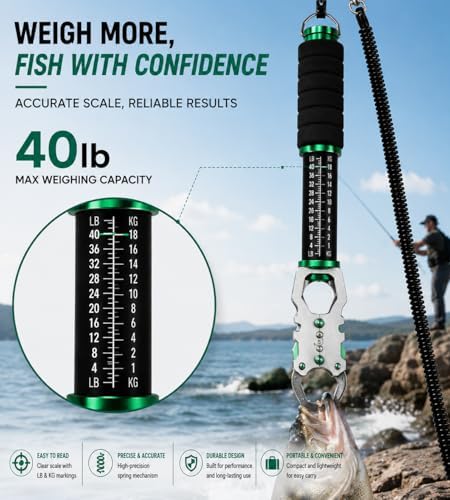 Fish Lip Gripper with Scale, 40LB Fish Grabber, One-Finger Quick Release - Image 6