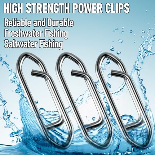 Alwonder 50-Pack Fishing Power Speed Clips, High Strength Stainless Steel Speed Clip for Fishing Lure Quick Change, Freshwater Saltwater Crankbait Popper Lures Quick Snap Connector Tackle - Image 5