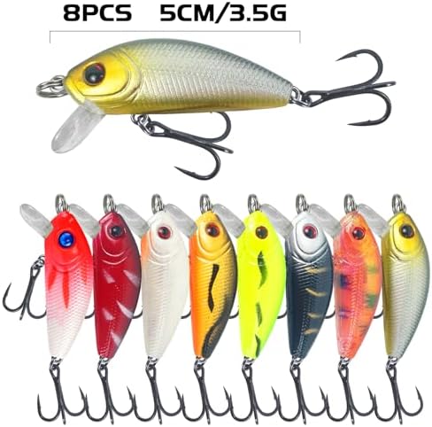 43Pcs Fishing Lures Kit Minnow Popper Walleye Fishing Lures Mixed Hard Crank Baits for Bass Fishing Walleye Salmon Freshwater Saltwater - Image 5