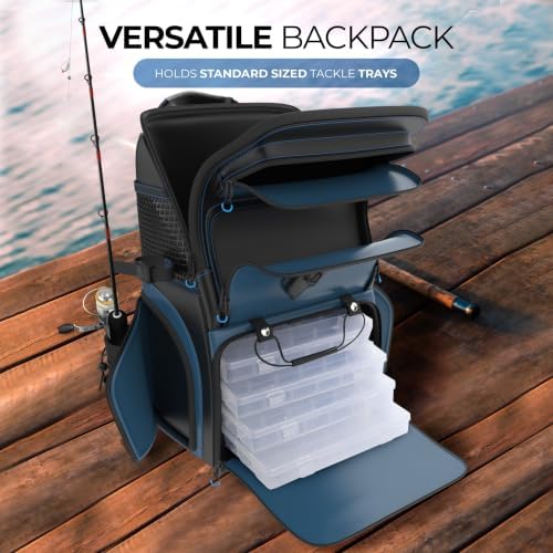 Reaction Tackle Saltwater Fishing Tackle Bags, Water Resistant 1000D PVC Tackle Box Bag with Removable Dividers, Fits 3600 and 3700 Trays, Backpack - Image 5