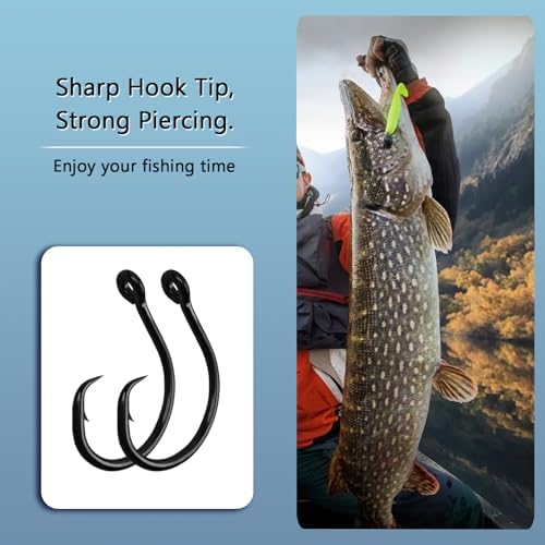 10PCS High-Carbon Steel Circle Hooks Barbed Fishing Hooks with Holes, Freshwater and Saltwater Fishing Hooks for Tuna, Catfish, Bass - Image 5