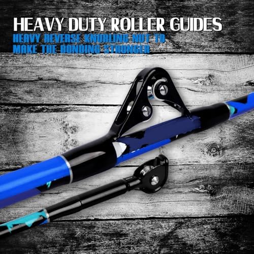 Fiblink Saltwater Fishing Rod 1Piece/2Piece Offshore Trolling Rod Big Game Deep Sea Rod Conventional Boat Blue Camouflage Fishing Pole(5'6"/6'/7') - Image 3