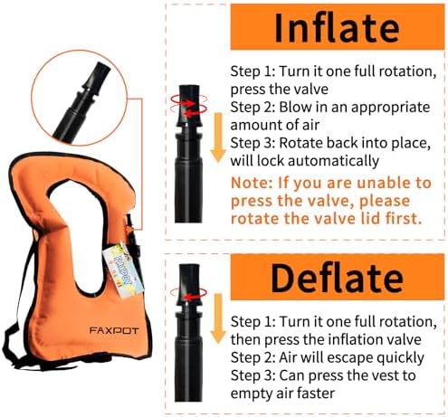 Snorkel Vest, Adults Portable Kayaking Buoyancy Inflatable Swim Vest Jackets, Diving Surfing Adjustable Snorkeling Vest Swimming Jacket for Outdoor Water Sports Fun Safety - Image 2