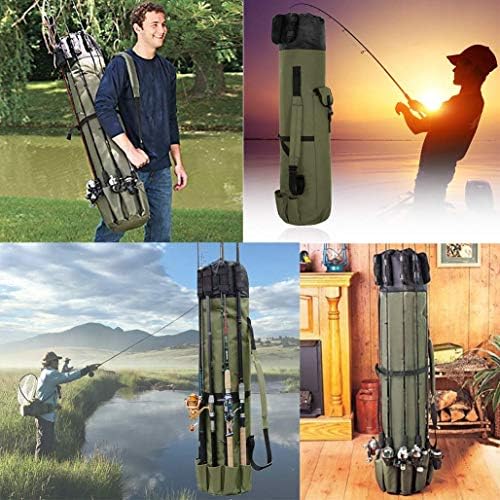 Allnice Durable Canvas Fishing Rod & Reel Organizer Bag Travel Carry Case Bag- Holds 5 Poles & Tackle - Image 6