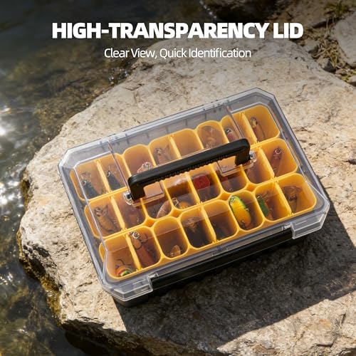 RUNCL Fishing Tackle Box with Clear Lid - Large-Capacity Multi-Slot Organizer, Rigid Hard Lure Organizer, Durable for Freshwater Bass & Saltwater Fishing - Image 5