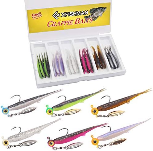 Crappie-Baits- Plastics-Jig-Heads-Kit-Shad-Minnow-Fishing-Lures-for Crappie-Panfish-Bluegill-40 &135 Piece Kit by XFISHMAN