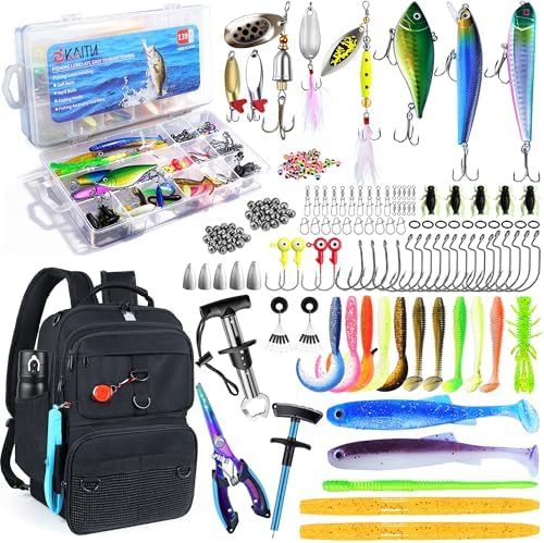 Fishing Backpack with Tackle Boxes and Rod Holder, Fish Lure Kit and Tool by Skaitufollowus