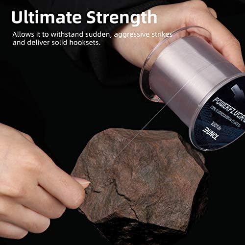 RUNCL Fluorocarbon Fishing Line, PowerFluoro Clear Ice Fishing Leader Line - Virtually Invisible, Faster Sinking, Extra Sensitivity, 300/500/1000yds, 5-32lb Break Strength, Fishing Gifts - Image 3