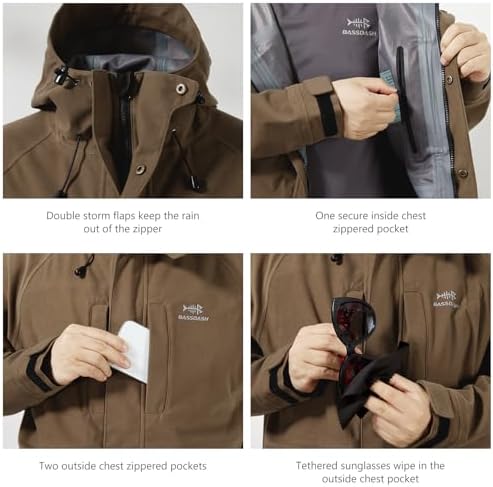 BASSDASH Walker-LW Breathable Waterproof Fishing Hunting Wading Jackets with Silent Outer Fabric for Men Women - Image 4