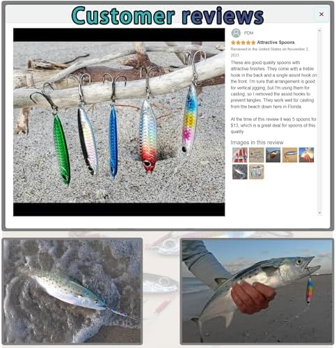 Tripquips Saltwater Jigs Fishing Lures with Ultra-Sharp Hooks, Saltwater Spoon Lure for Tuna Salmon Grouper, Sea Fishing Jigging Lure, Trolling Spoon for Bass Fishing - Image 7
