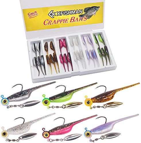 Crappie-Baits- Plastics-Jig-Heads-Kit-Shad-Minnow-Fishing-Lures-for Crappie-Panfish-Bluegill-40 &135 Piece Kit by XFISHMAN