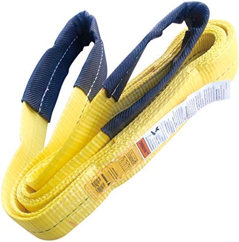 3" x 8' Polyester Lifting Sling Tow Strap Flat Eye & Eye 2PLY Vertical 8600 LBS Basket 17200 LBS Choker 6900 LBS by YellowLifting