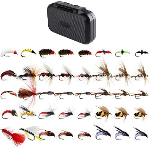 Fly Fishing Flies Kit 40/137pcs Dry/Wet Flies Assortment Nyphms Popper Streamer for Trout Bass Steelhead Fish+ Fly Box by Qievcrme