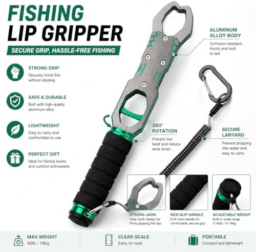Fish Lip Gripper with Scale, 40LB Fish Grabber, One-Finger Quick Release - Image 4