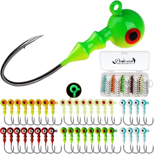 Dovesun Jig Heads for Fishing Walleye Jigs Glowing Fishing Jigs with 3D Eye by Dovesun