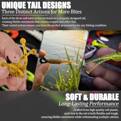 Crappie Tube Lures Jig Heads Soft Plastic Baits Worms Kit - Image 6