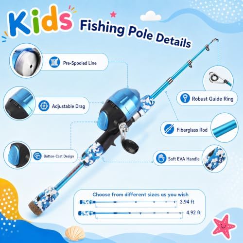 ODDSPRO Kids Fishing Pole - Portable Kids Fishing Rod and Reel Combo, Kids Fishing Gear with Tackle Box, Spincast Reel, Collapsible Chair and Bucket, Fishing Pole for Kids Boys Girls Toddler Youth 3+ - Image 6