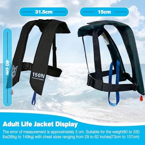 Inflatable Life-Jacket for Adults| Life-Vest with Automatic/Manual Multifunctional Inflation-PFD| Lightweight & Compact Supports up to 300lbs for Kayaking Fishing Boating - Image 4