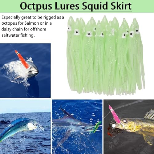 20pcs/40pcs Octopus Skirts Saltwater Soft Plastic Lure Fishing Squid Silicone Lure Bait Glow Trolling Fishing Lure Bass Fishing Tackle Accessories 2.75"/3.54"/4.33" - Image 6