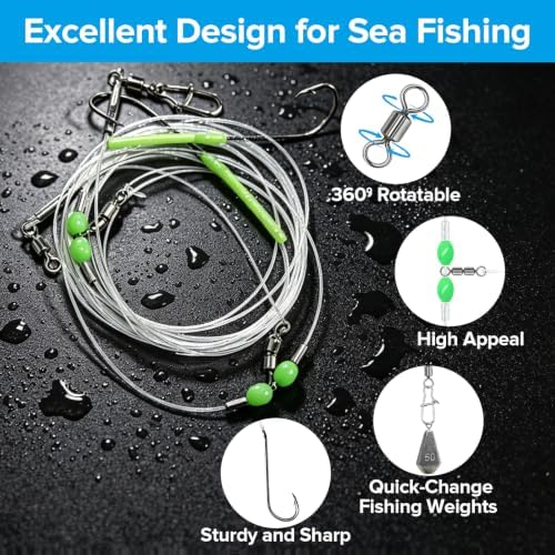 Realure 5 Pack Pre-Tied High-Low Surf Fishing Rigs, 3 Sizes 1/0#-3/0# Double Hook Bottom Rig, Hand Tied Saltwater Tackle for Flounder, Cod, Striped Bass, Whiting, Redfish Pier Surf Casting - Image 4